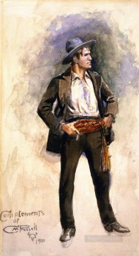 vaquero de indiana Painting - Autorretrato nº 4 1900 Charles Marion Russell Vaquero de Indiana